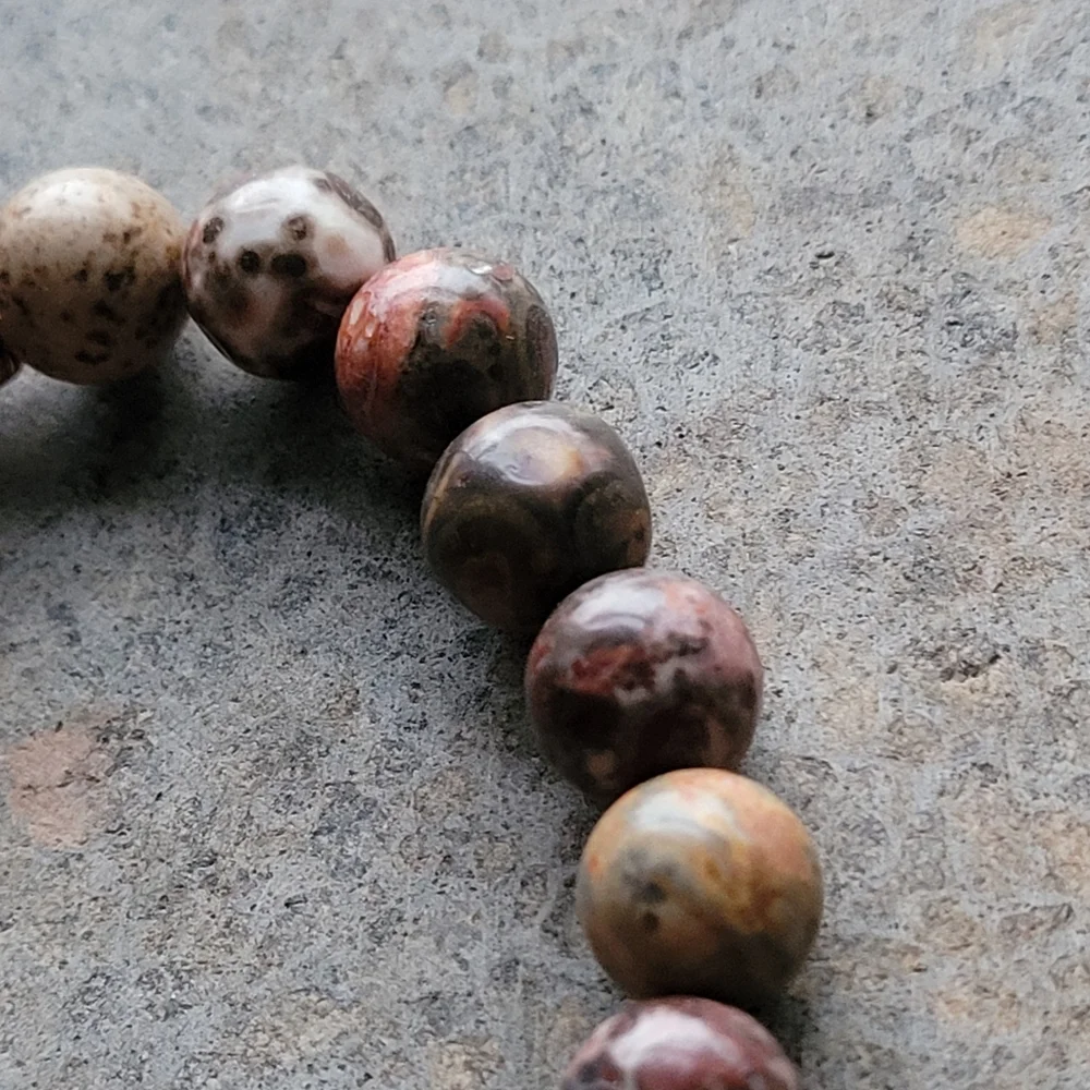 Leopard Jasper Stone Cross Handmade Bracelet